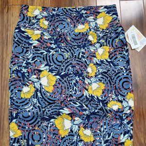 LuLaRoe Cassie skirt blue with flowers - NWT